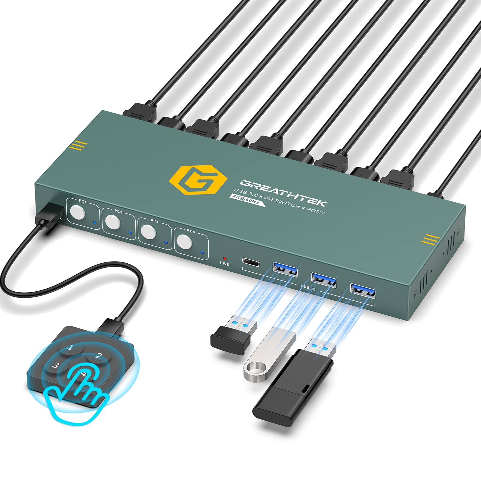 Amazon.co.jp: KVMスイッチ HDMI 4K@60Hz 4台のコンピュータ用 1台の